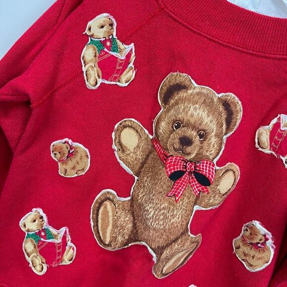 Vintage Hanes Red Teddy Bear Sweatshirt 4T USA - Picture 2 of 10